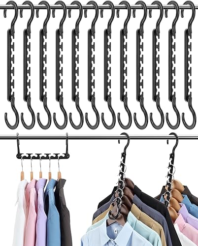 AMKUFO Hangers-Space-Saving-12 Pack - Closet-Organizers-and-Storage for Dorm-Room, Hanger-Organizer-Space-Saver-Hangers-for-Closet-Ogranization,