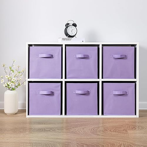 Miniatura 4 de Contenedores de almacenamiento de tela, paquete de 6 cubos de almacenamiento duraderos de colores divertidos con asas, canastas plegables para el