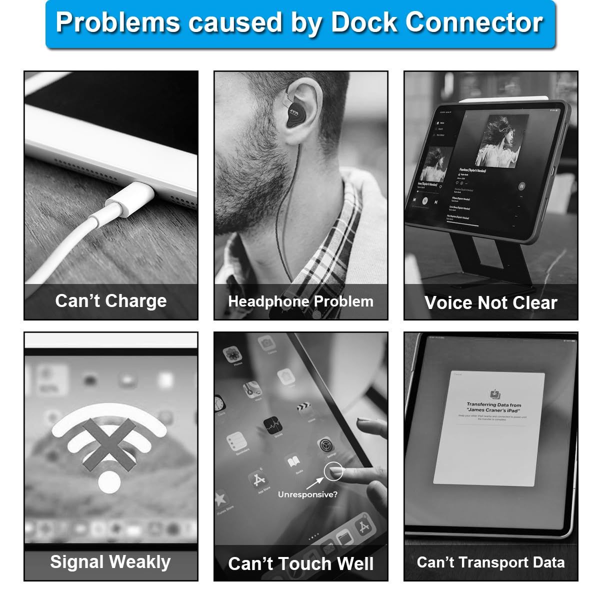 Connettore Dock per iPad PRO 11“ 1st 2nd 2018 A1980 A1934 A1979 A2013 Porta di Ricarica, per iPad PRO 12.9” 3rd 2018 A1876 A1895(Nero)