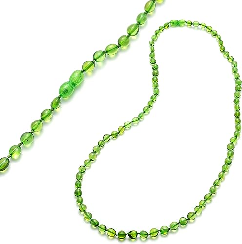 Collar largo para adultos - Joyería de cuentas de ámbar genuino de 28 pulgadas, cuentas barrocas pulidas, certificado