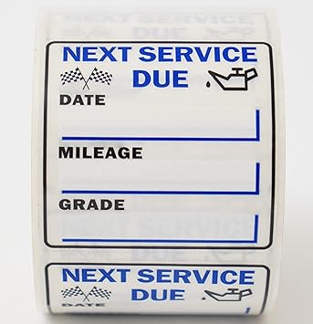 Oil Change Stickers 250 Pcs Per Roll-Service Reminder Stickers-2 inches x 2 inches Premium Clear Stock-Windshield Stickers-Checkered Flag- Peel & Write and Stick with No Residue Car Sticker