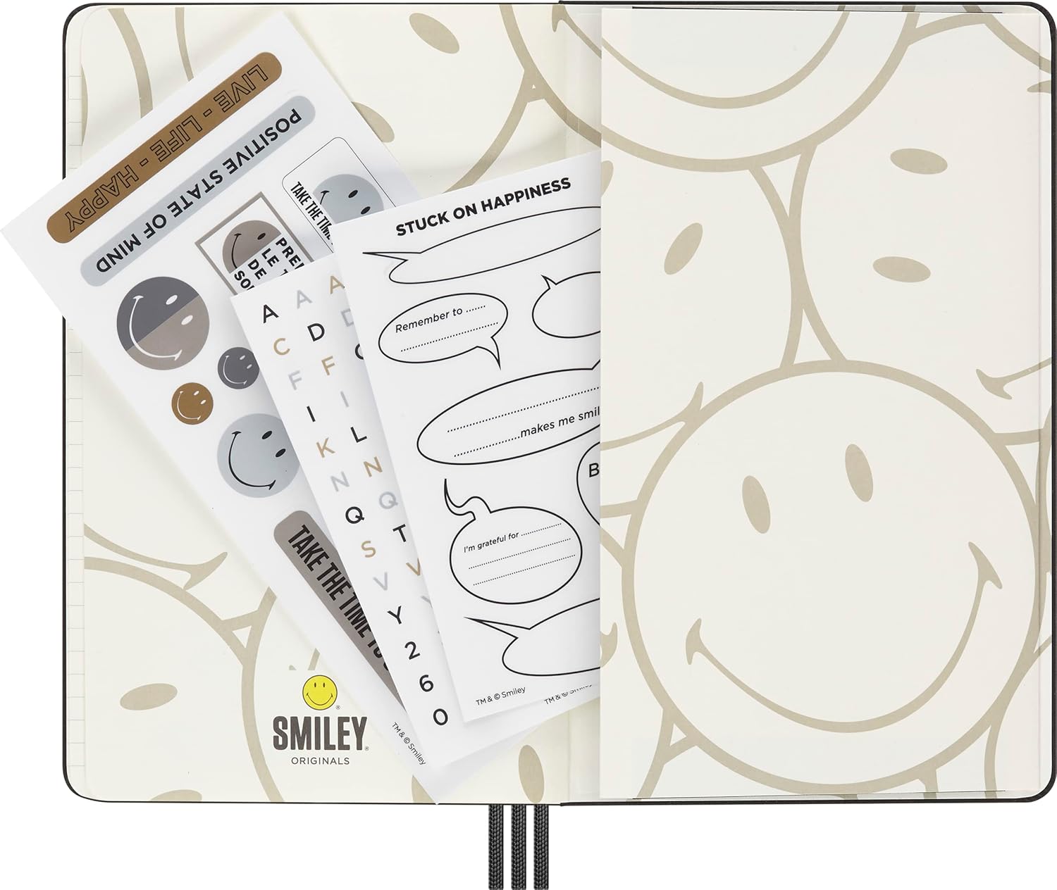 Moleskine Limited Edition Smiley Positivity Planner, Hard Cover, Large (5" x 8.25"), Undated Planner, Black, 240 Pages