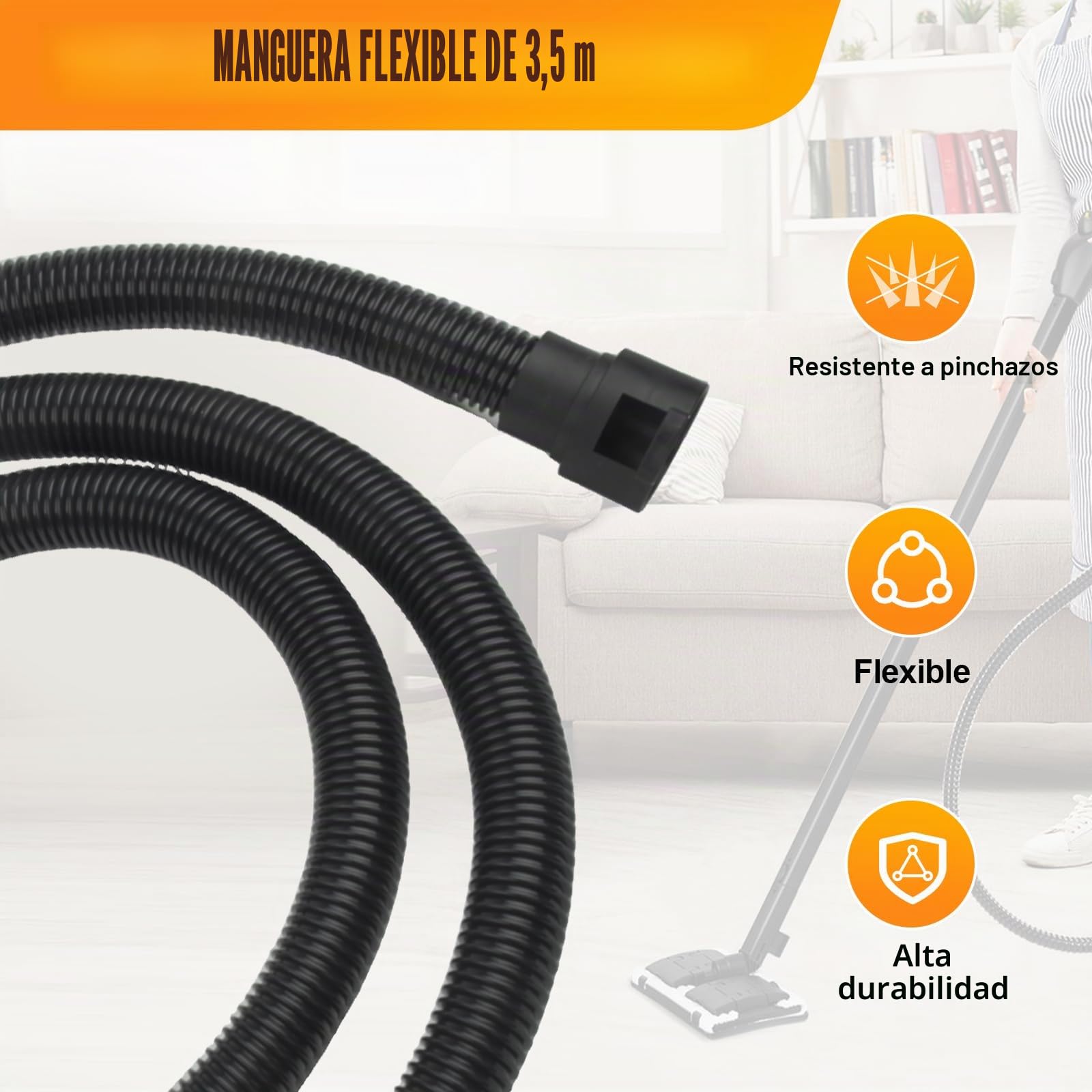 Manguera extra larga para Kärcher NT20 30 WD1 WD2-6, filtro de cenizas WD3.200 WD3.300P