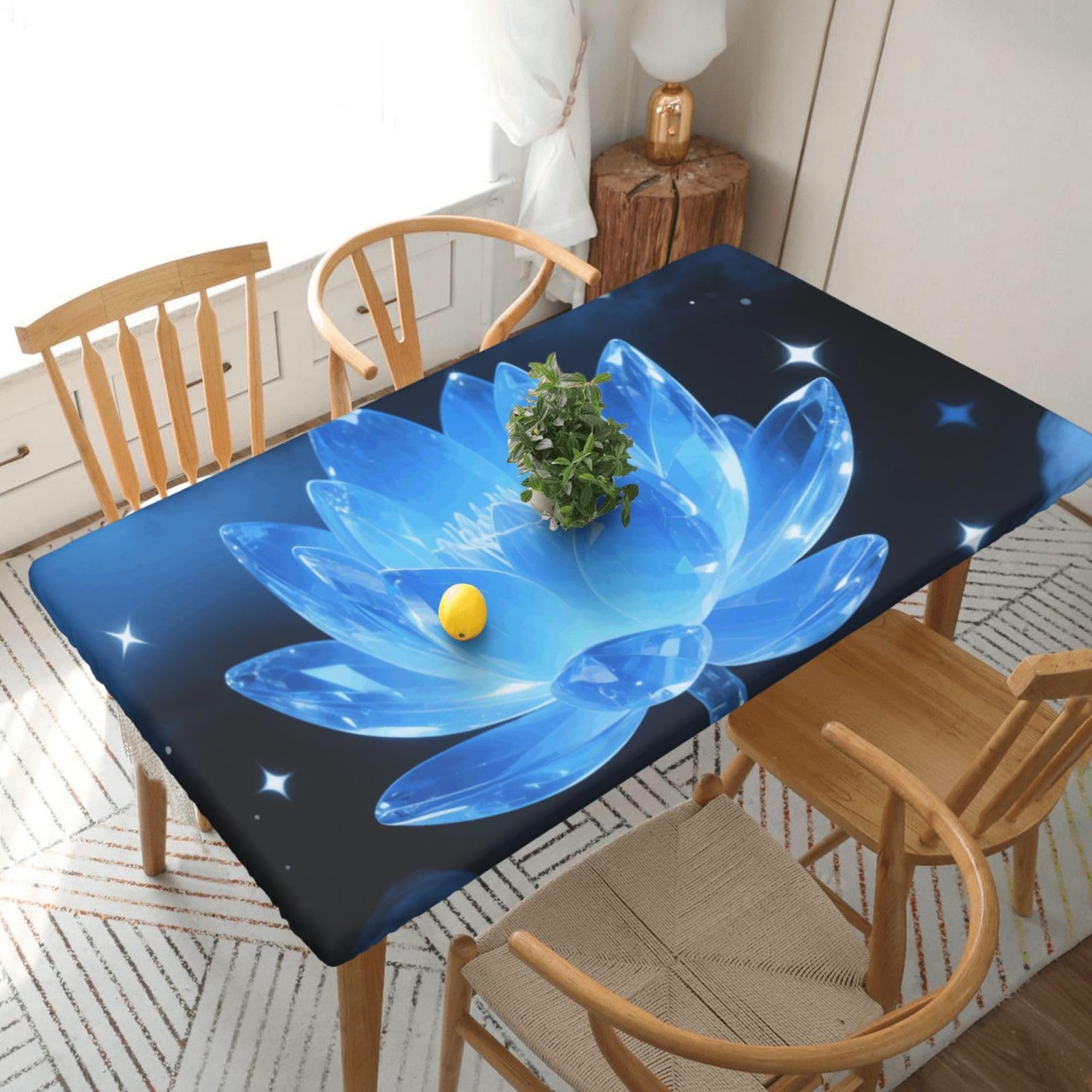 Fodpand Black Flowers Spandex Fitted Tablecloth For 5 Foot Rectangle Tables,Waterproof Picnic Table Cover Stretch Table Cloth Washable Table Protector For Picnic, Camping, Outdoor