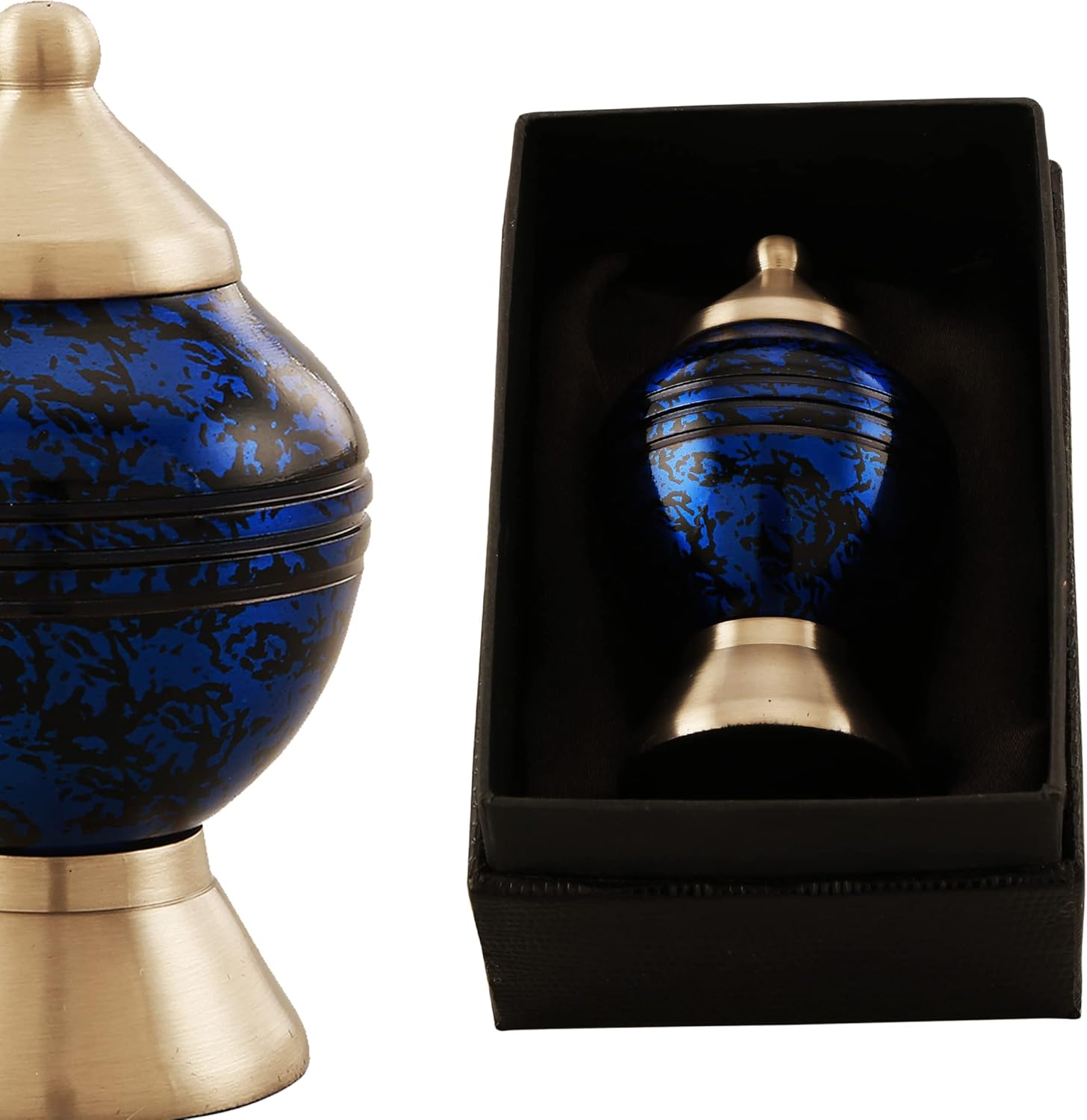 Small Urns for Human Ashes Adult Male or Female - Holds 0.75 Lbs. Per Mini Urn, 2.75" x 1.75" Mini Cremation Urns, Keepsake Burial Urns with Case & Bags - Chalice (KS4 Blue)