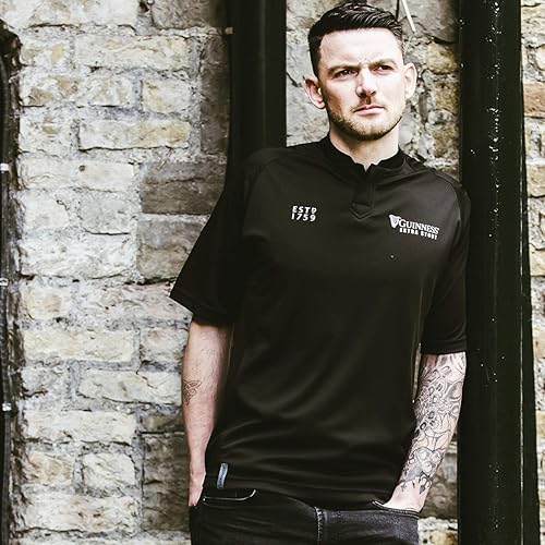 Miniatura 5 de GUINNESS Camiseta de rugby negra con estampado en relieve, negro, pequeño, Negro -