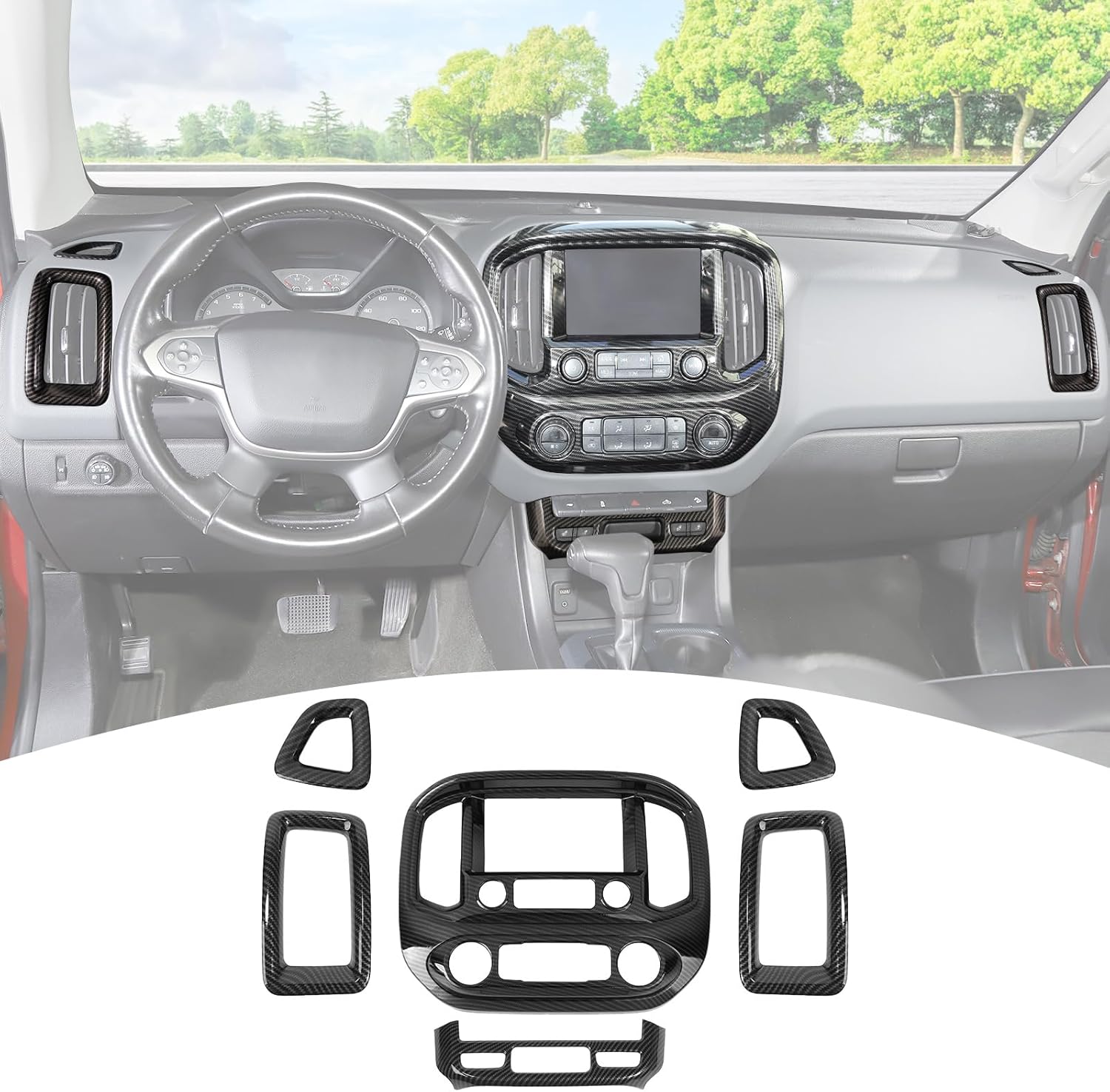 for Colorado Center Console Interior Trim Cover Kits for Chevy Colorado GMC Canyon 2014-2022 Black Carbon Fiber Interior Accessories 6pcs