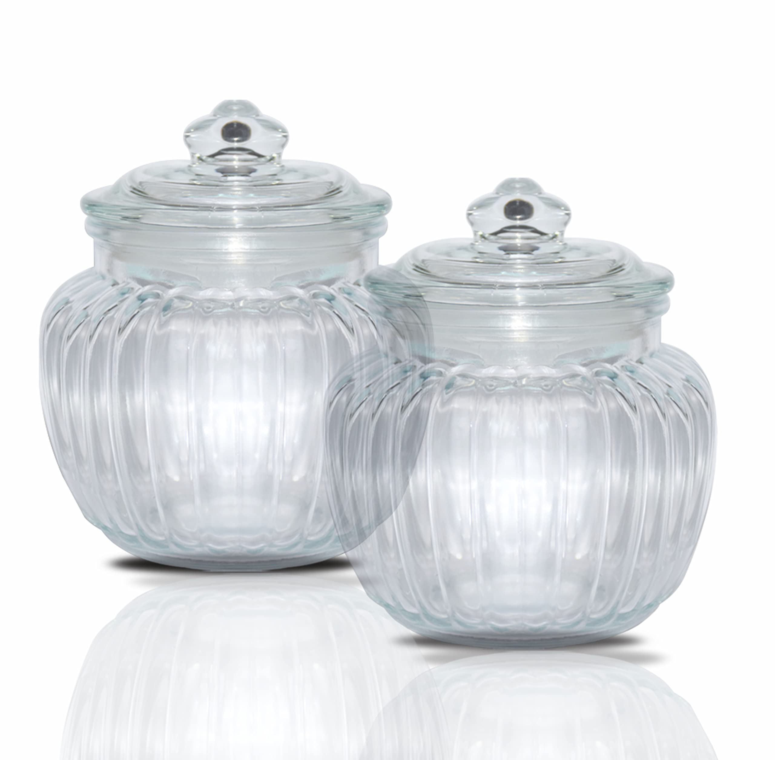Pure Source India Glass Storage jar - 500 ml, 2 Pieces, Clear
