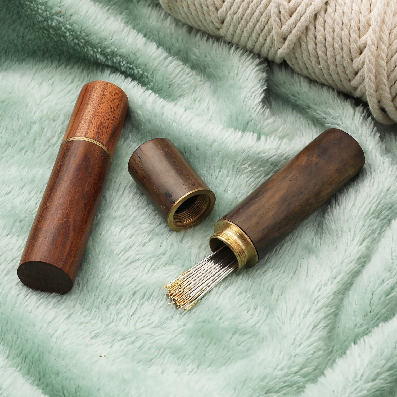 Étui à Aiguilles En Bois Pour Ranger Les Aiguilles à Coudre Et Les Aiguilles A Broder Kit Daiguilles Avec De A Coudre Et Protege Doigts~p119005068