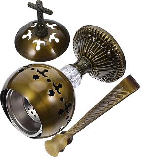 BESPORTBLE Vintage Charcoal Incense Burner Holder with Tong Traditional Metal Censer for Meditation Practice Spiritual Spaces Home Aromatherapy Controlled Burn Design for Even Fragrance