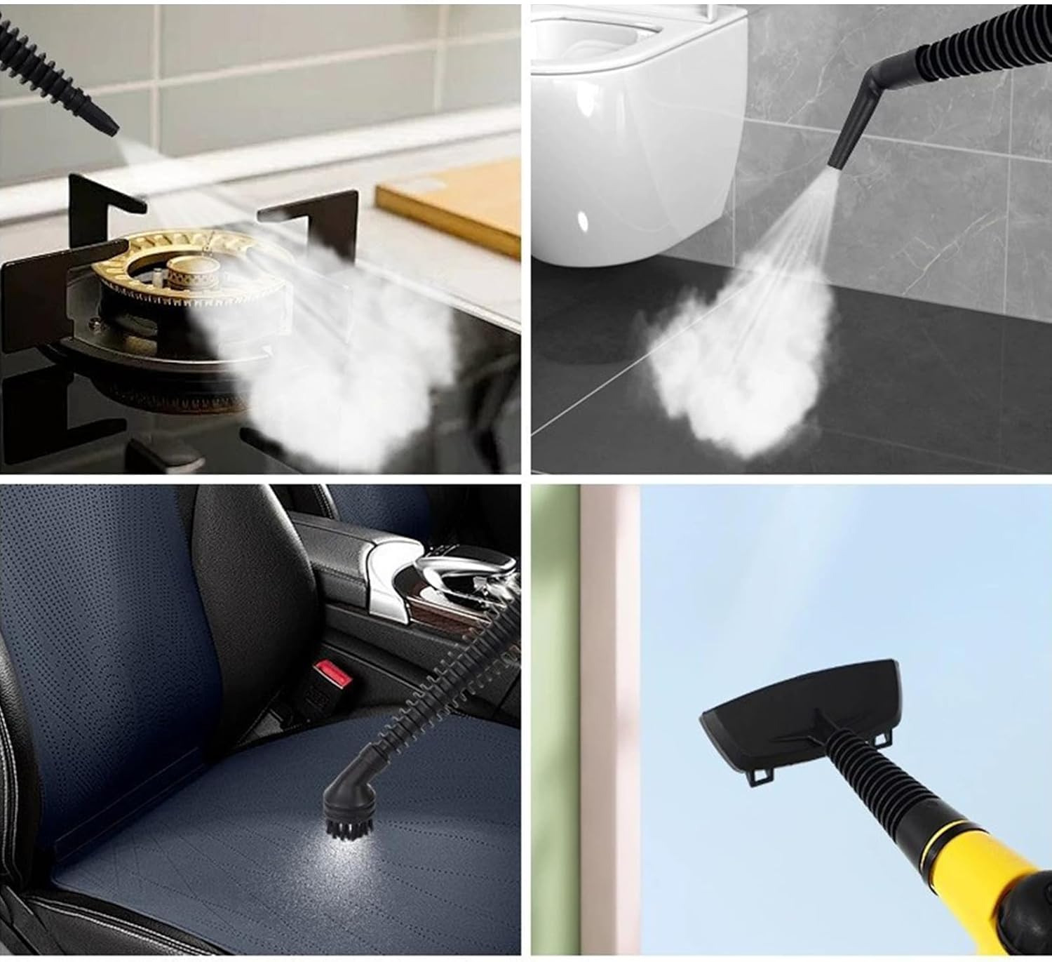 Steam Cleaner for Home, 1250W Multi-Purpose Portable Steamer, Powerful Kitchen Bathroom Cleaning Tool for Car Upholstery Window Dirt Grease