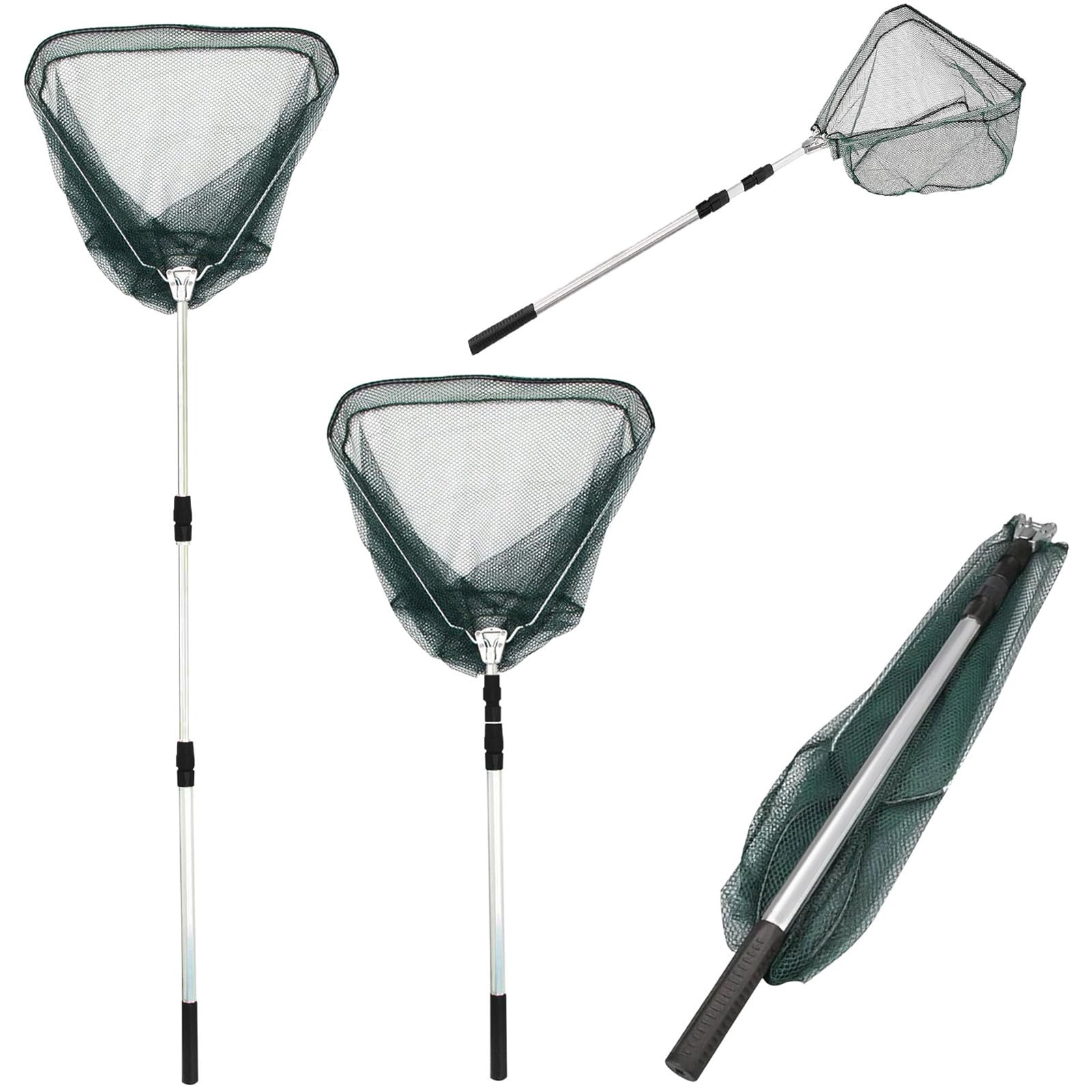 Aquarium Fish Net (35 x 35 cm) Fine Mesh Fish Catch Net with Extendable Telescopic (100-190 cm) Aluminium Long Handle for Small Fish Tank Pond Pool Sludge Food Residue Wastes, Aluminium