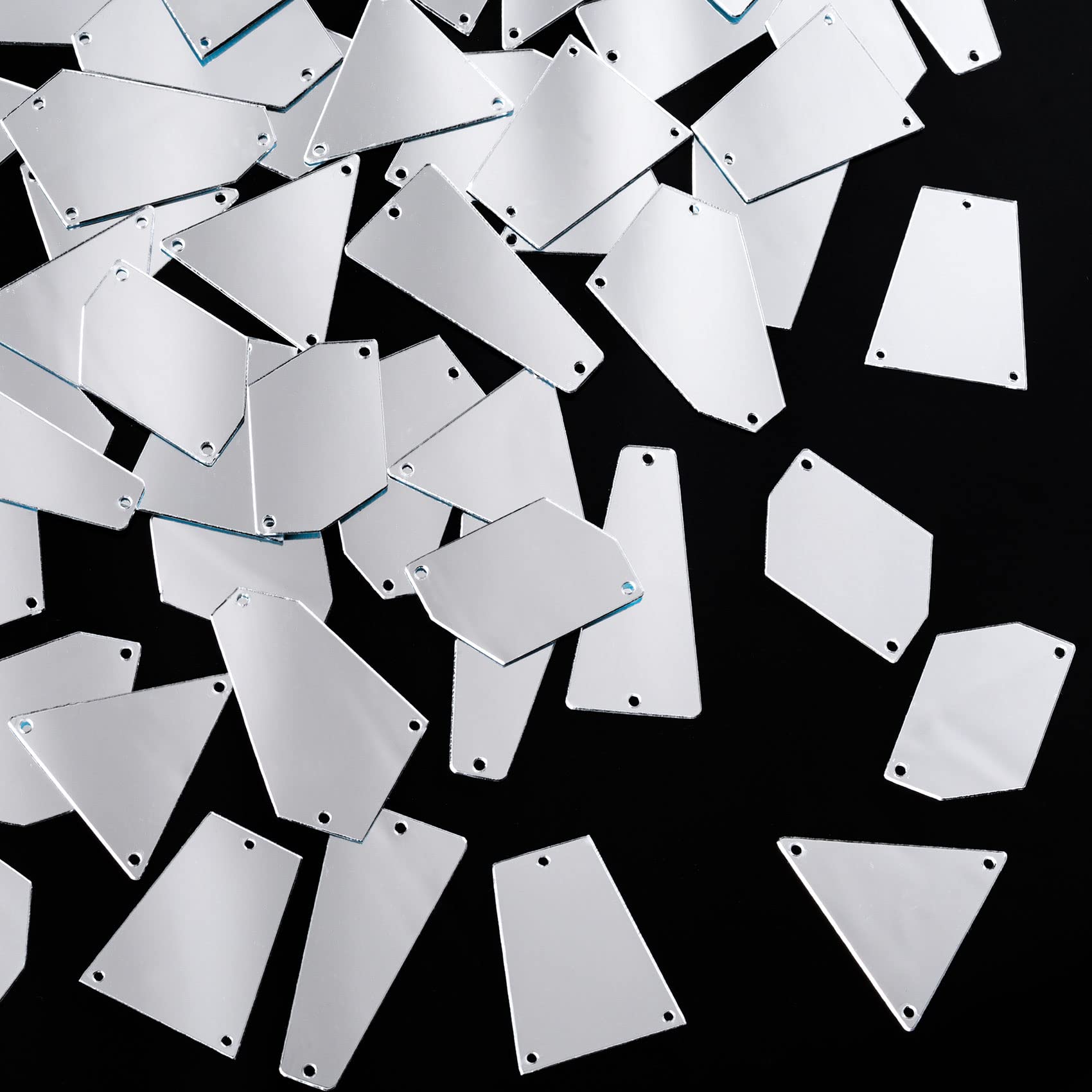 PAGOW 100Pcs Mirror Sew on Beads, Mix Acrylic Irregular Mirror Loose Beads, DIY QL3140-M 0