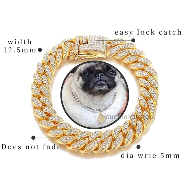 Foto 4 de 7 de Pulsera de collar de perro de diseño de lujo, collar de perro con diamantes brillantes