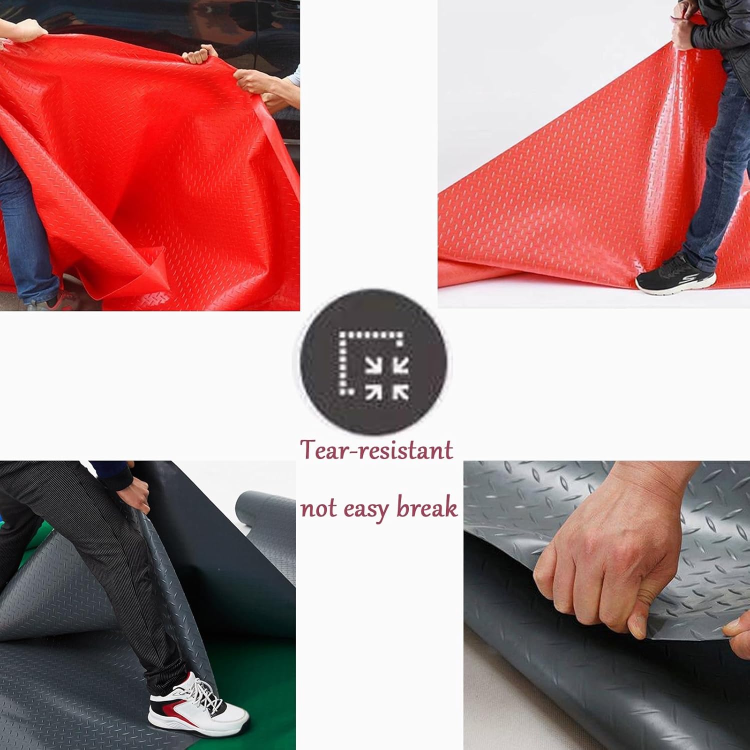 Cover Area PVC Garage Flooring Roll, 1.2x2m,1.2x5m,1.2x6m,1.3x2m,1.3x5m, Waterproof Floor Protection, Durable, Non-Skid, for Under Car, RV, Gym(Red,1.3x6m/4.2x19.6ft)