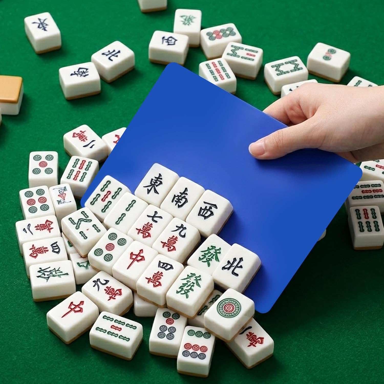 2 Pcs Mahjong Tile Mixer Shuffler, Plastic Mahjong Shuffler Cards for Mixing and Shuffling Tiles Fast Mixing Tool Mahjongs Accessories Gifts for Mahjongs Lovers (Blue)