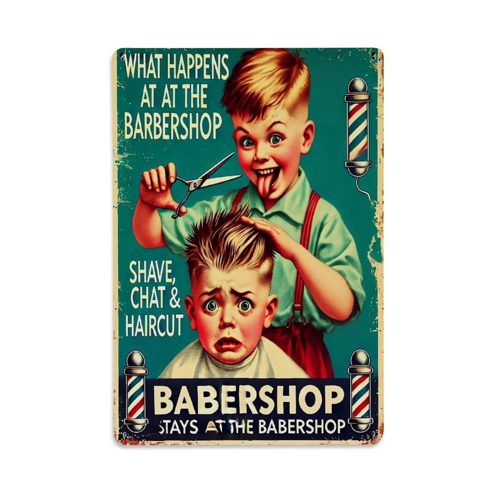 Vintage Barber Shop Poster Art Retro Metal Tin Sign, Vintage Metal Poster for home, Gaming Room, Studio Workshop,Bar,Garage Wall Art Decor 8x12 Inch