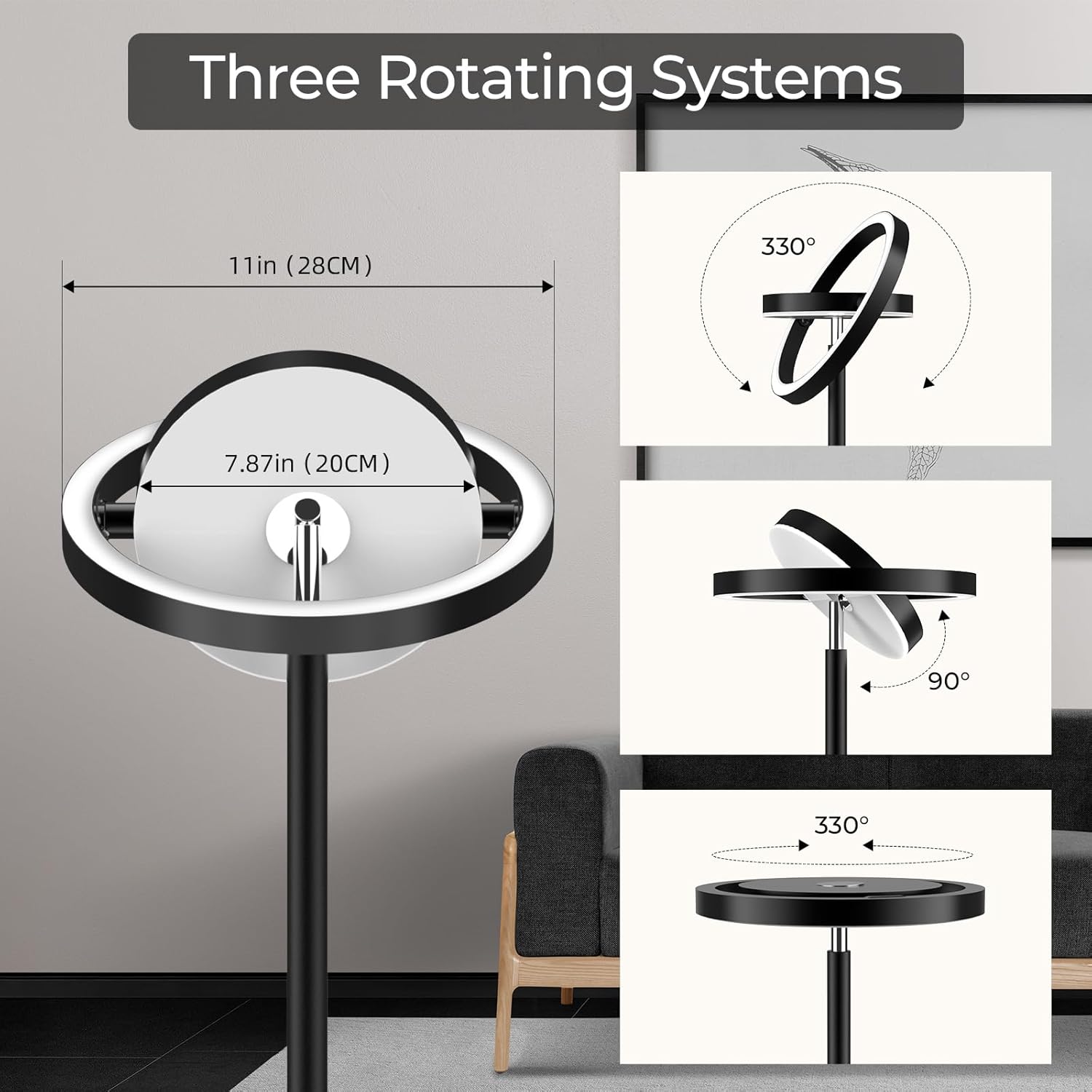 FIMEI Modern Floor Lamp Three Rotating Systems
