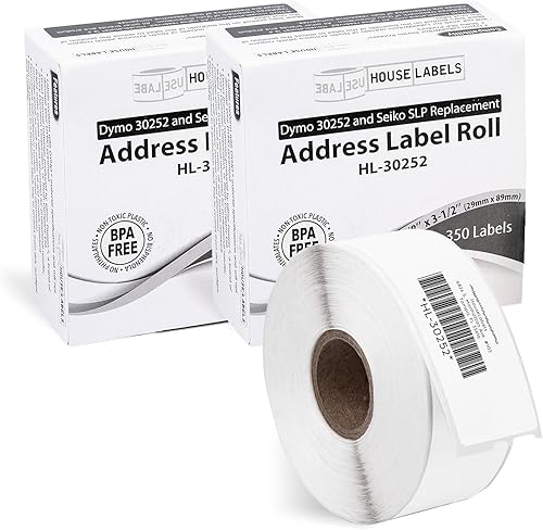 Vista 11 de HOUSELABELS DYMO 30252 - Etiquetas de dirección compatibles (1-1/8 pulgadas x 3-1/2 pulgadas), fuerte adhesivo permanente, compatibles