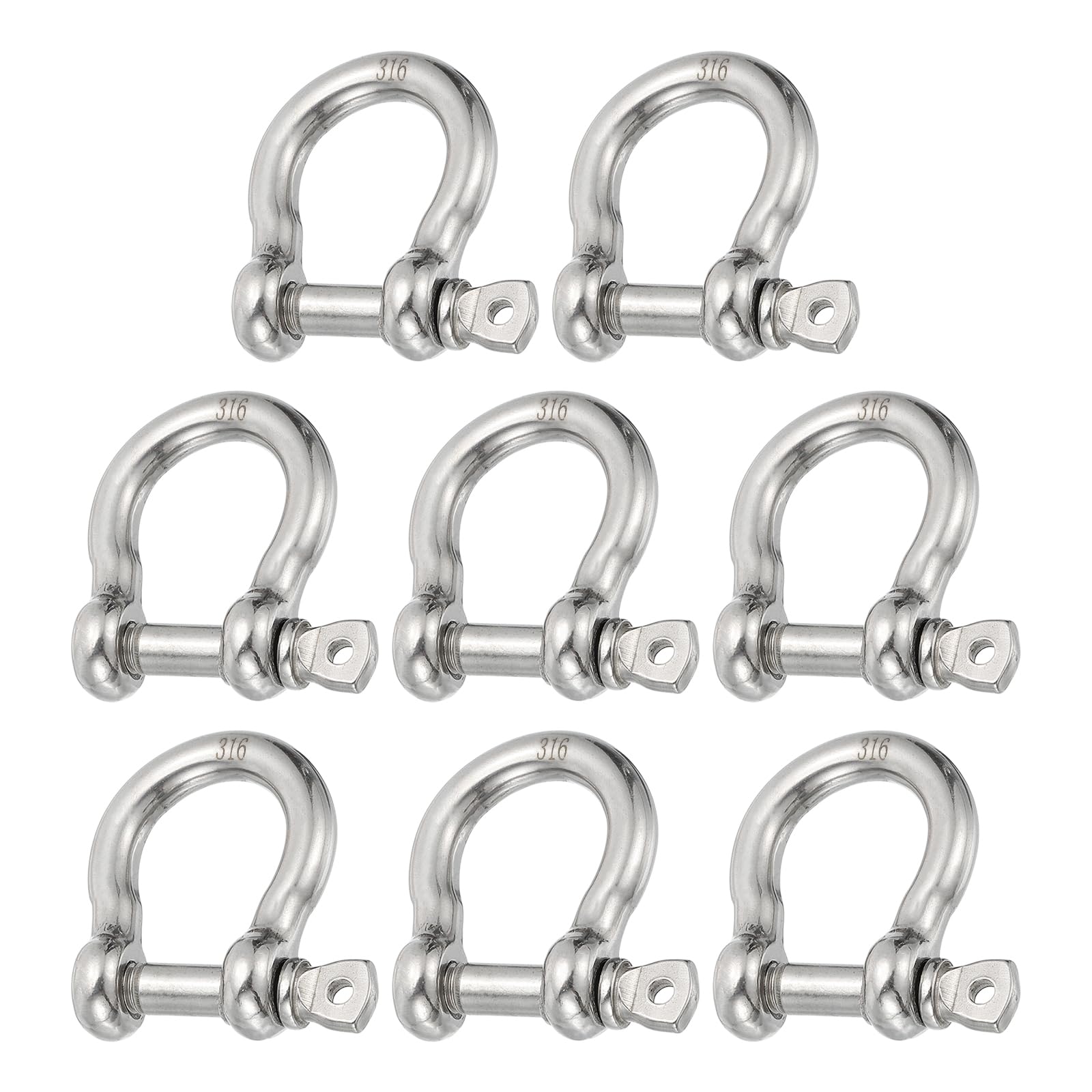Manille à vis 5,7mm 1/4" en inox pour chaîne câble acier et accastillage bateau 8 pièces