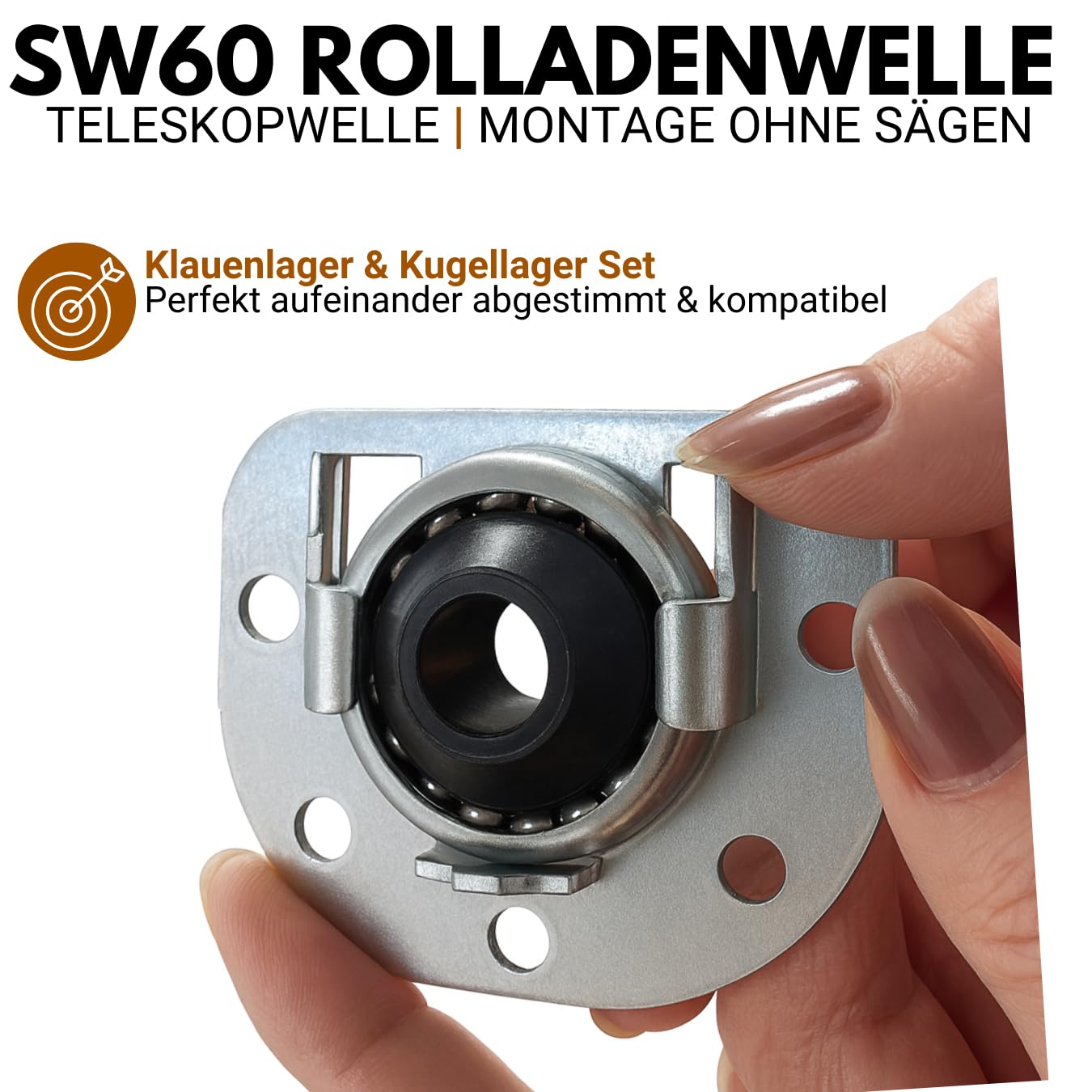 markiso I Rolladenwelle SW 60 Rollladenwelle Stahlwelle mit Teleskopwelle Welle für Rolladen - inkl. Wellenkapsel & Lager Komplett SET 250-280 cm frei einstellbar KEIN ZUSCHNEIDEN NOTWENDIG