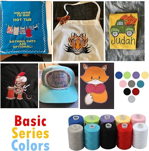 Miniatura 3 de Simthread Hilo de coser multiusos, 10 carretes de colores surtidos, 1000 yardas cada bobina de hilo de poliéster para coser, prácticos hilos de