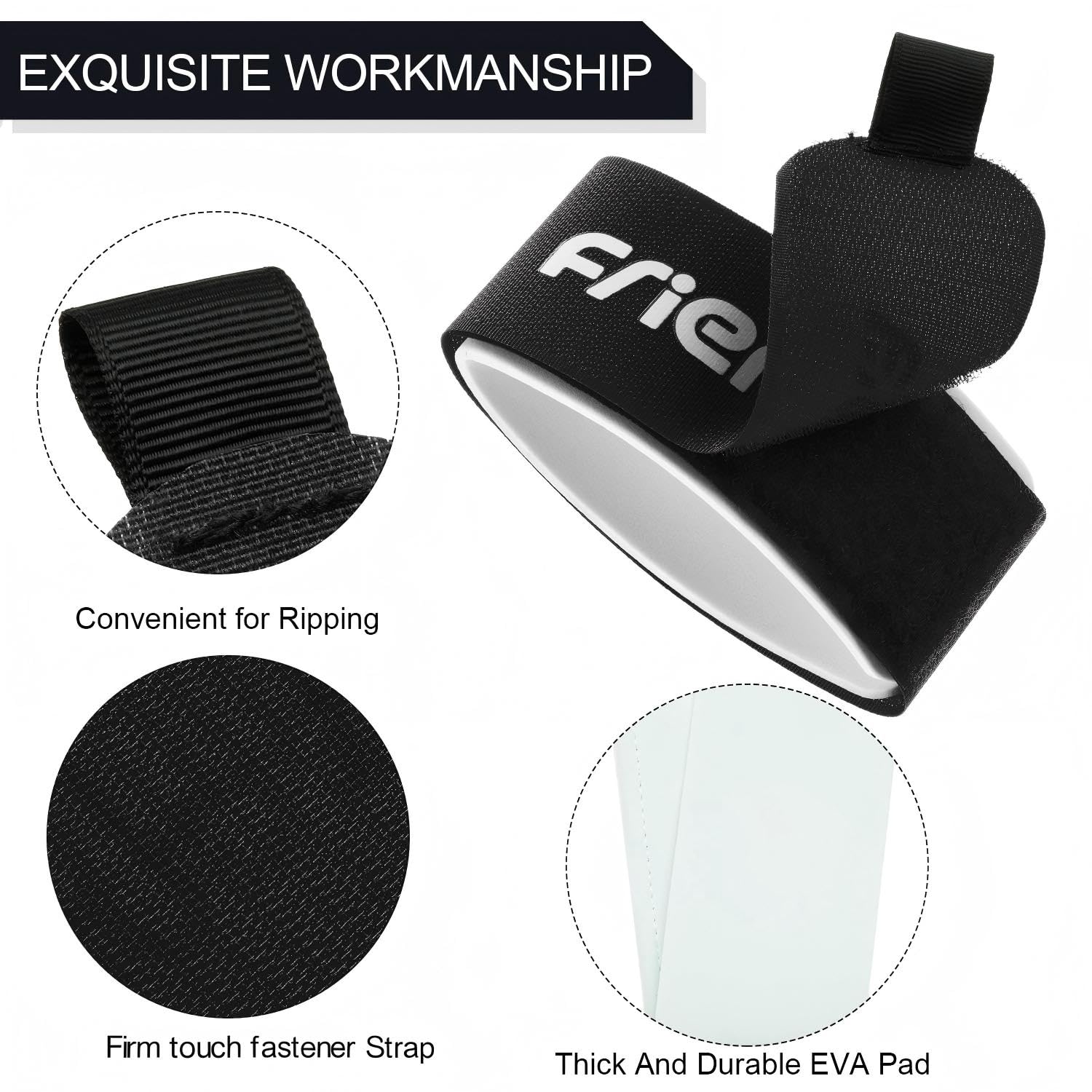 6 Pièces Sangles de Ski Bande de Fixation Crochet et Boucle Bandoulière de Ski Réglables pour Familles Hommes Femmes Enfants (Noir)