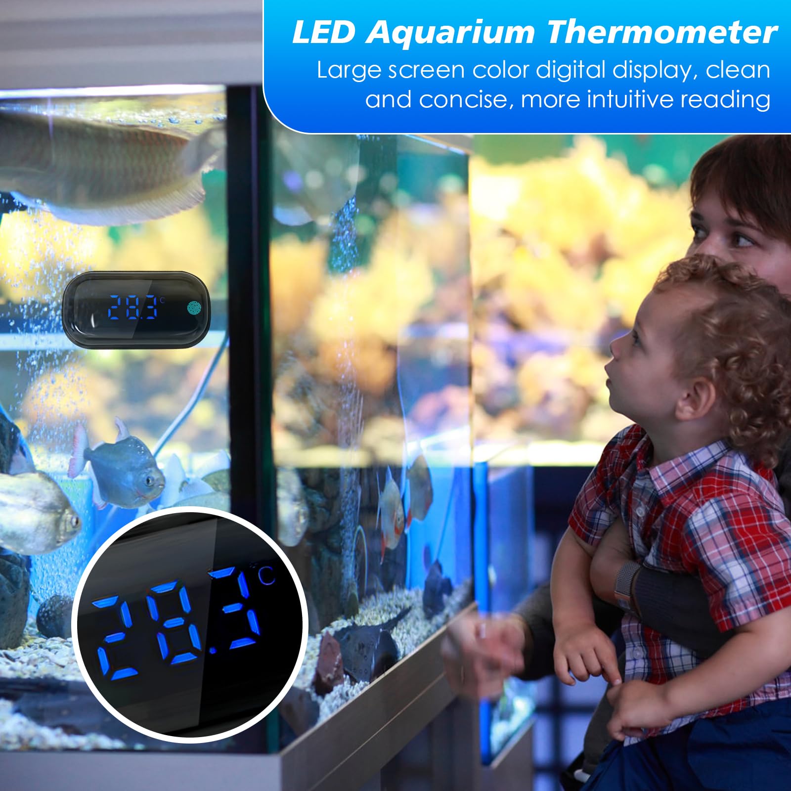 Termometro Digitale LED Per Acquario - Sensore Temperatura Ad Alta Precisione 0.1°C, Touch - Foto 7