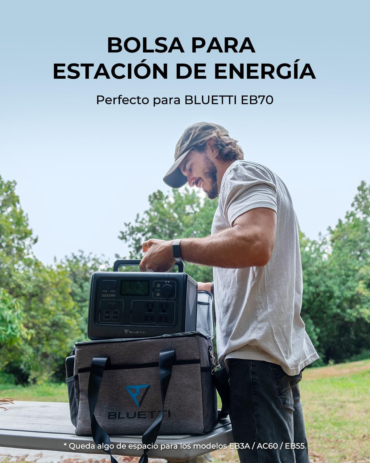 BLUETTI Bolsa de Transporte para estación de energía portátil EB3A EB70 EB55 AC50S, Color Gris