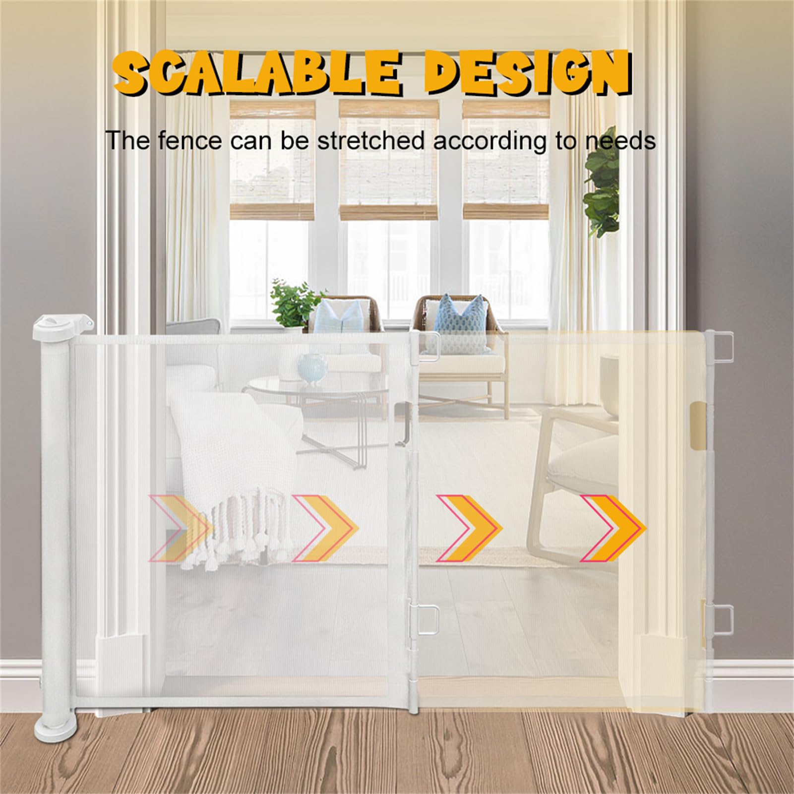 Barrière De Sécurité Extra Large 130cm - Maille Réglable Pour Animaux & Enfants, Sans Perçage