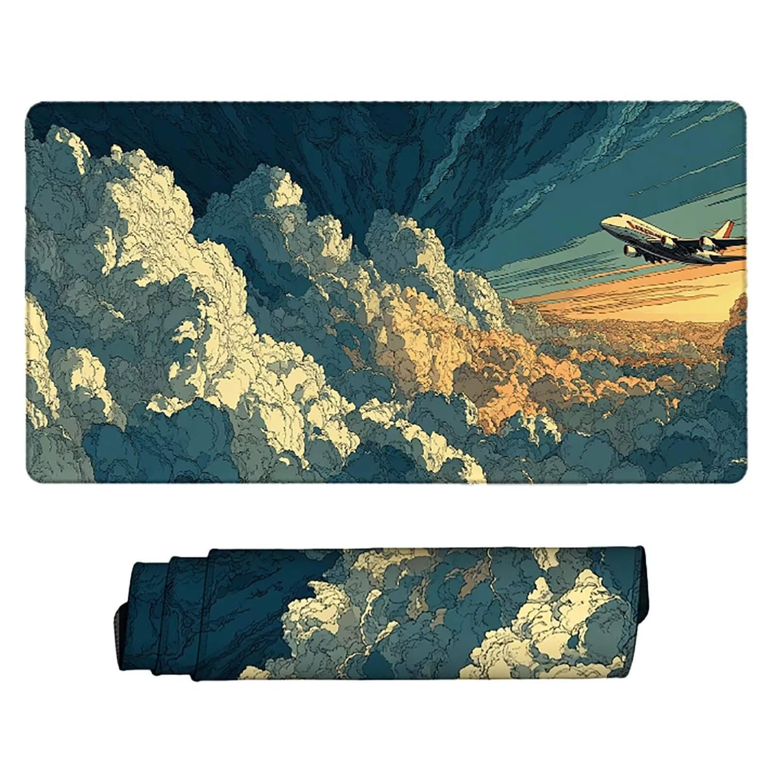 Tappetino Mouse XXL 1000x500mm Aereo Mousepad Cielo Tappetino Scrivania Grande, con base in Gomma Antiscivolo, Impermeabile Sottomano Scrivania per Computer, Ufficio, Accessori Gaming Mouse Pad 5-976f