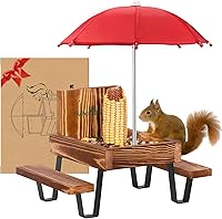 Vista 1 de MIXXIDEA Mesa de Comedero para Ardillas, Comedero de Picnic de Madera para Ardillas, Comederos para Ardillas Resistentes para Exterior