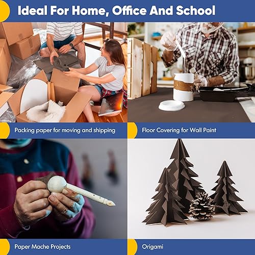 Miniatura 5 de Papel marrón de 17.5 x 670 pulgadas, papel para manualidades, papel de regalo de Navidad, rollo de papel kraft para cajas de mudanza, papel de