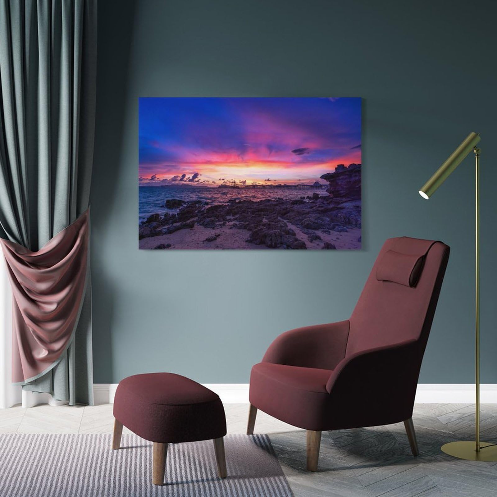 Junmoney Beautiful Sunset Canvas Wall Decor, 20x30inch(50x75cm), for Home Lounge, Bedroom Or Reading Nook, Modern Wall Decor for Cosy Interiors