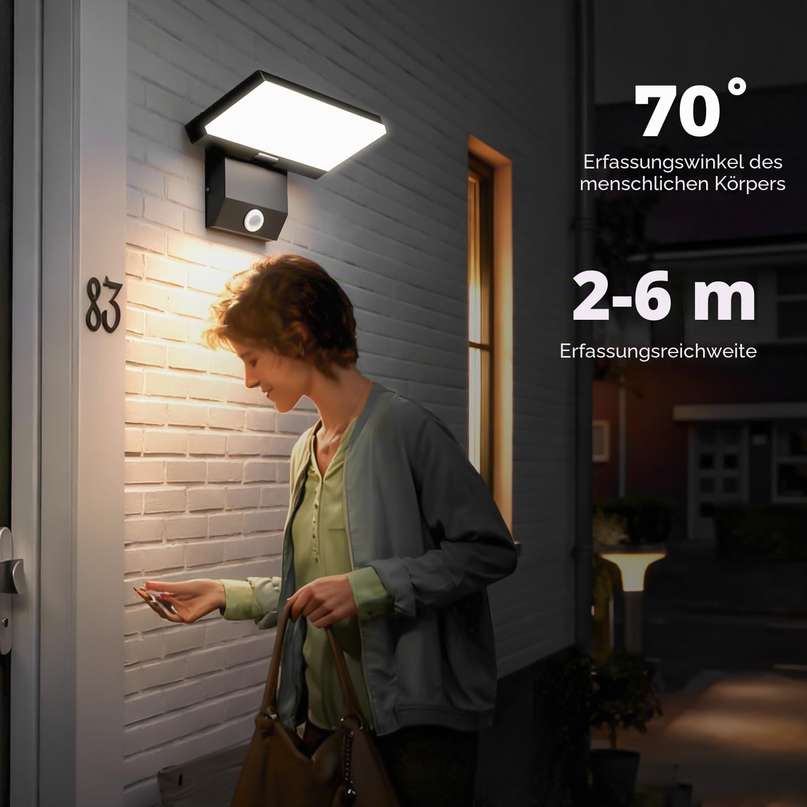 36W LED Wandleuchte Außen/Innen Modern Wandlampe 3000K Warmweiß | mit Bewegungsmelder IP65 Wasserdicht Schwenkbares LED Panel Außenwandleuchte für Terrasse Eingang Garten und Balkon, 2pcs