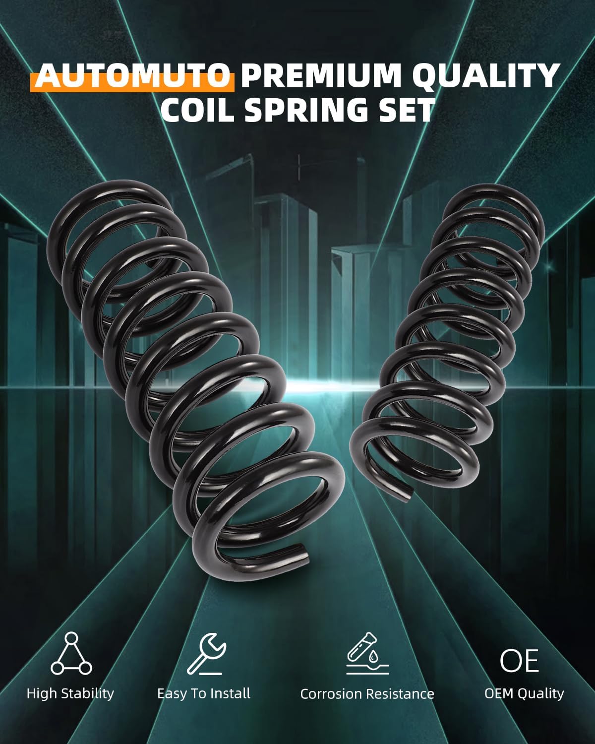 AUTOMUTO 2X Front Suspension Coil Spring Set Fits for 1988-1995 for Chevrolet C2500, 1995-2000 for Chevrolet Tahoe, 1988-1997 for GMC C1500, 1992-1997 for GMC C1500 Suburban, 1995-2000 for GMC Yukon