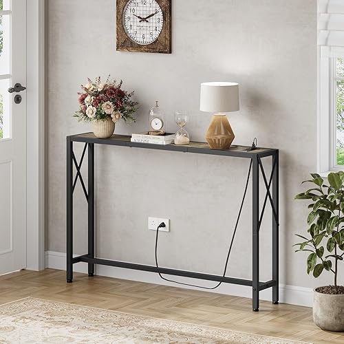 Miniatura 2 de Mesa de consola, mesa de sofá estrecha de 55.1 pulgadas, mesa para detrás del sofá, mesa de entrada, mesa de sofá industrial para pasillo, sala de