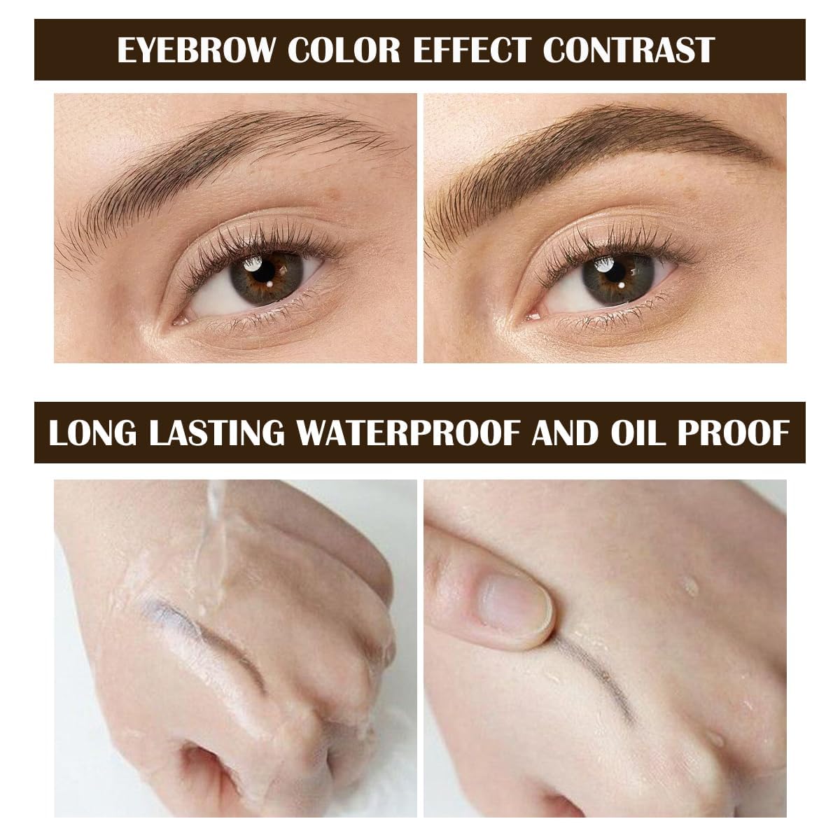 Peel Off Tattoo Eyebrow Gel Set, Natural Color Eye-Brow Gel Long-Lasting Waterproof Eyebrow Tattoo, Easy Peel Off Eyebrow Brow Tattoo Makeup -Up To 3 Days (Light Brown)