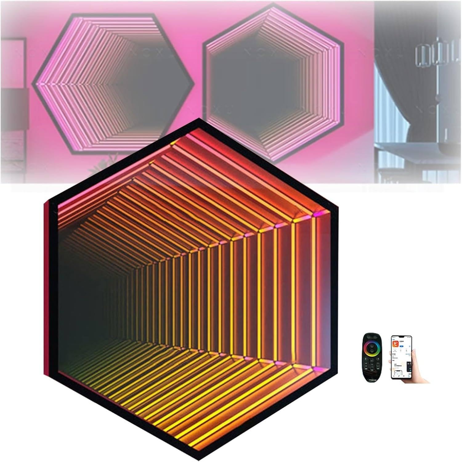 Lustrzane światło tunelowe, lustro ścienne LED Infinity z wielokolorowym światłem zmieniającym kolor, światło tunelowe LED zmieniające kolor z pilotem, do sypialni/imprezy/dekoracji domu 30cm/11.8"