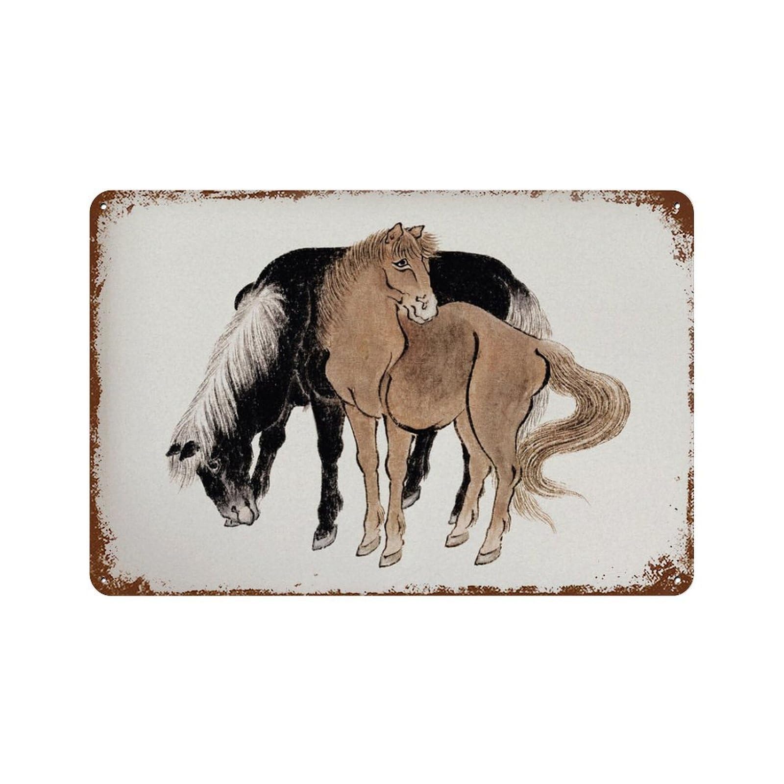 xiaoxiaoshen Hokusai Horse Japanese Wall Decor Art Metal Tin Poster Modern Home Decor Art Home Bar Shop Decorations Vintage Sign 20x30cm