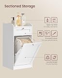 VASAGLE Bathroom Cabinet with Laundry Basket, Bathroom Storage Unit with 1 Drawer and 1 Laundry Hamper, Removable Laundry Basket with Handles, 40 x 40 x 80.2 cm, Cloud White BBC741W01 - 3