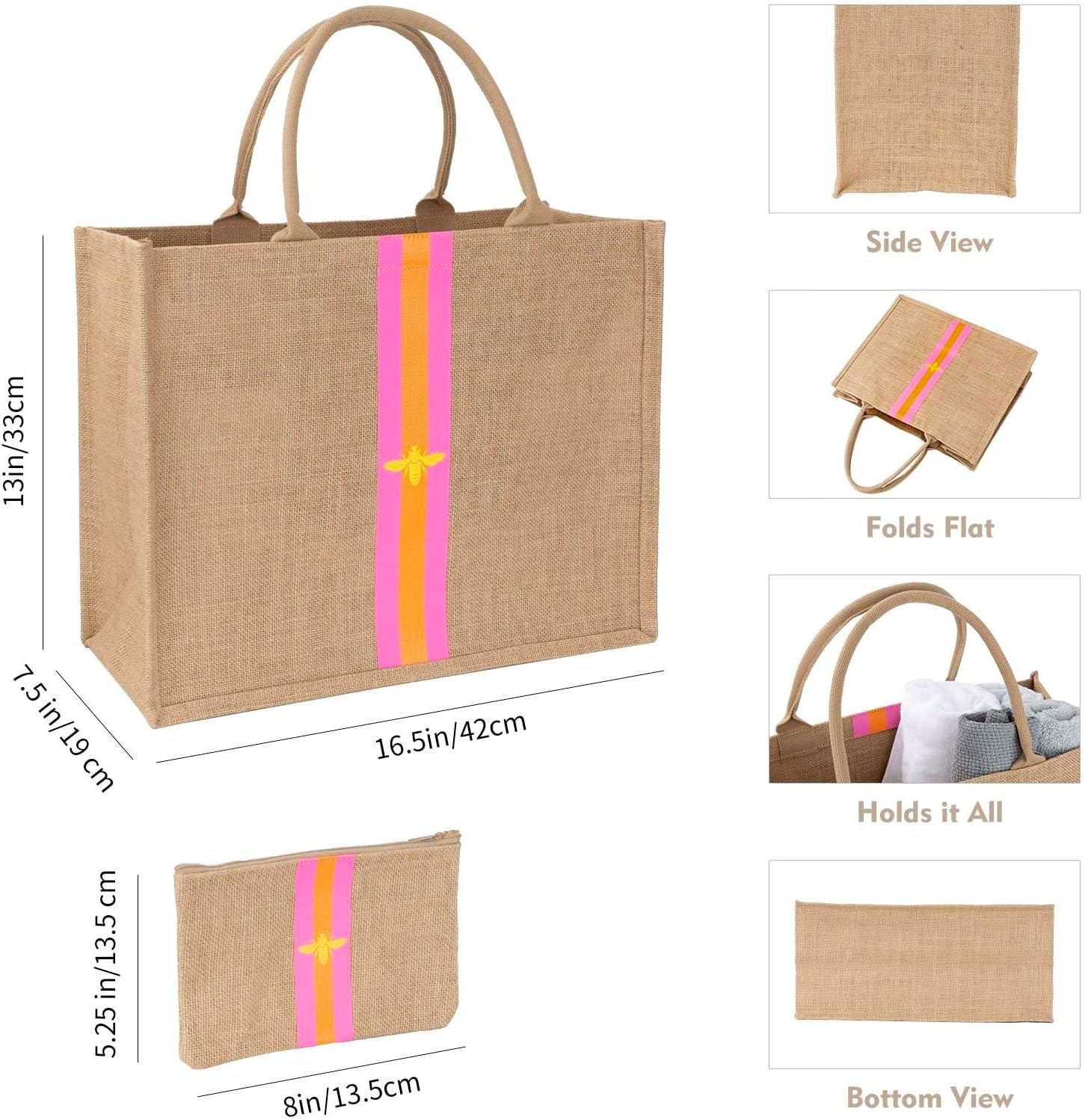 Large Beach Bag Jute Woven Tote - Image 4