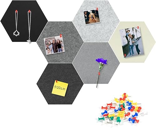 Tikea TablĂłn de anuncios de fieltro hexagonal, 6 tablones grandes de 11.8 x 10.2 x 0.5 pulgadas, autoadhesivos, para fotos, notas, tablĂłn de fieltro Tikea TablĂłn de anuncios de fieltro hexagonal, 6 tablones grandes de 11.8 x 10.2 x 0.5 pulgadas, autoadhesivos, para fotos, notas, tablĂłn de fieltro