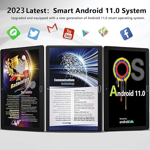 Miniatura 2 de Tablet con teclado tabletas Android 110 2 en 1 tableta HD de 101 pulgadas 4 GB RAM 64 GB ROM 256 GB ampliable procesador Octa-Core WiFi GPS Negro,