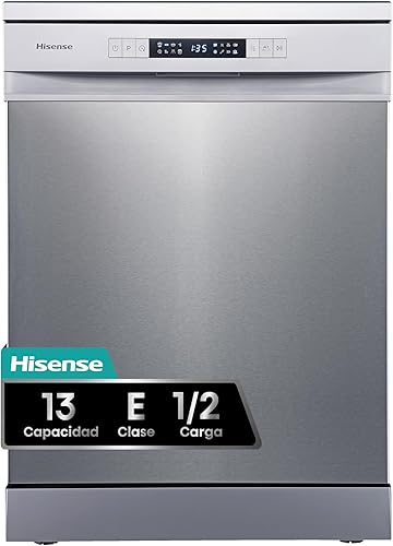 Hisense HS622E10X - Lavavajillas, Capacidad para 13 servicios, 60 cm, Programa ECO, Silencioso, 2, Filtro autolimpiable, Contador digital, Libre instalación, Inox