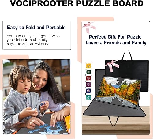 Miniatura 4 de Tablero de rompecabezas de 1500 piezas, tablero de rompecabezas portátil, tapete de rompecabezas con 1 bolsa de asa, 2 bandejas de clasificación y 6