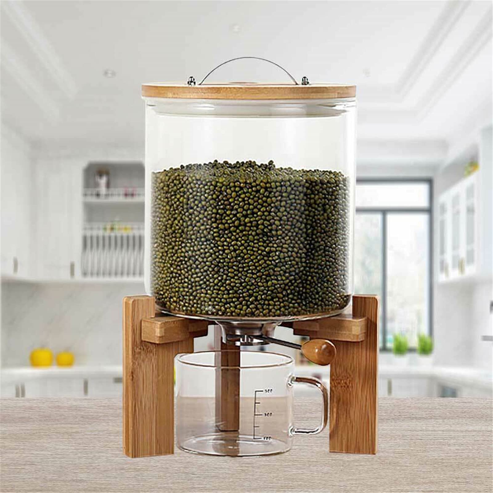 Futchoy Contenedor de almacenamiento de alimentos, dispensador de comida para gatos, para perros, 5 L/7,5 L, recipiente de arroz de cristal, adecuado para avena, harina, maíz, soja, cereales,