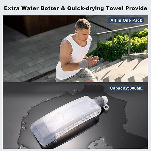 Miniatura 4 de Cinturón para correr definitivo para mujeres y hombres, a prueba de agua, riñonera con botella de agua, cinturones delgados para bolsa de correr con