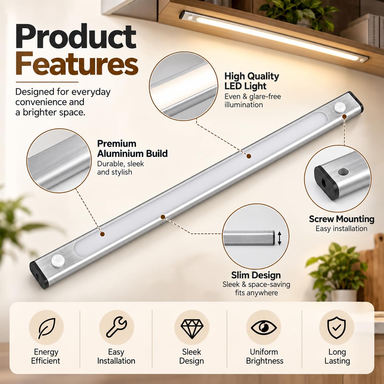 LED Cabinet Light - Warm White, 3 Feet -5