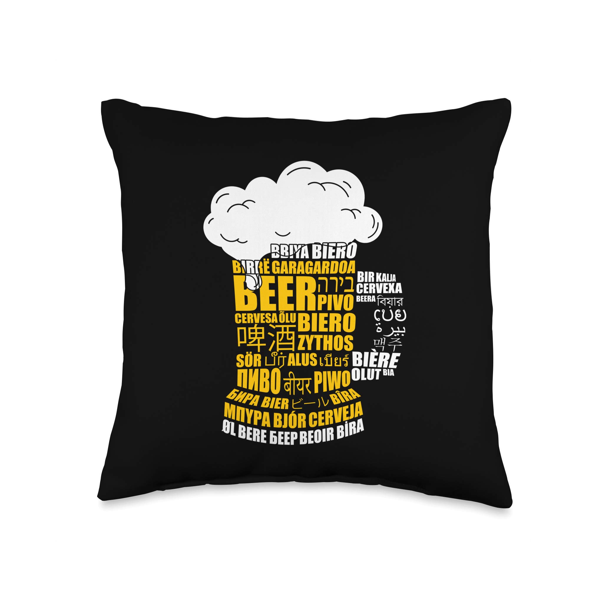 International Beer Designs Bier | Cerveja | Biero | Zythos | Sör | Piwo | Beer | Bière Throw Pillow, 16x16, Multicolor